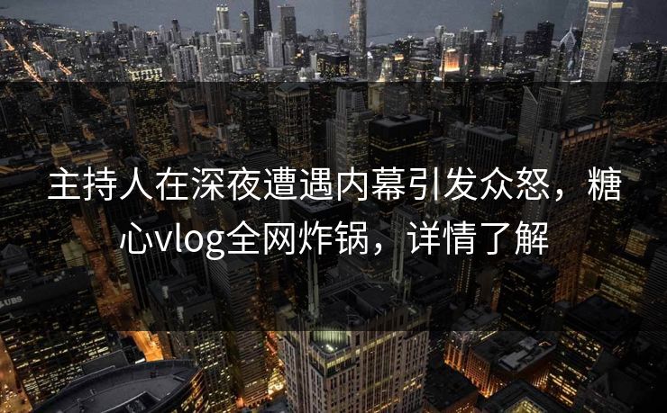 主持人在深夜遭遇内幕引发众怒,糖心vlog全网炸锅,详情了解