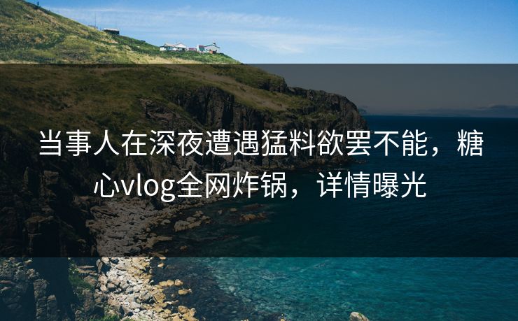 当事人在深夜遭遇猛料欲罢不能，糖心vlog全网炸锅，详情曝光