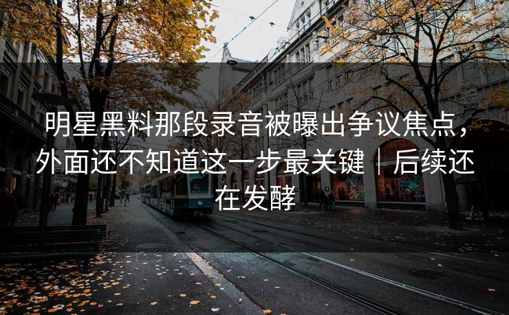 明星黑料那段录音被曝出争议焦点，外面还不知道这一步最关键｜后续还在发酵